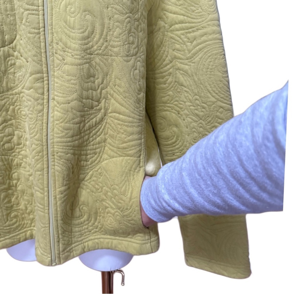 Chico's Embroidered Indie Boho Textured Spring Cotton Zip Up Jacket Shirt 2 - Picture 4 of 11